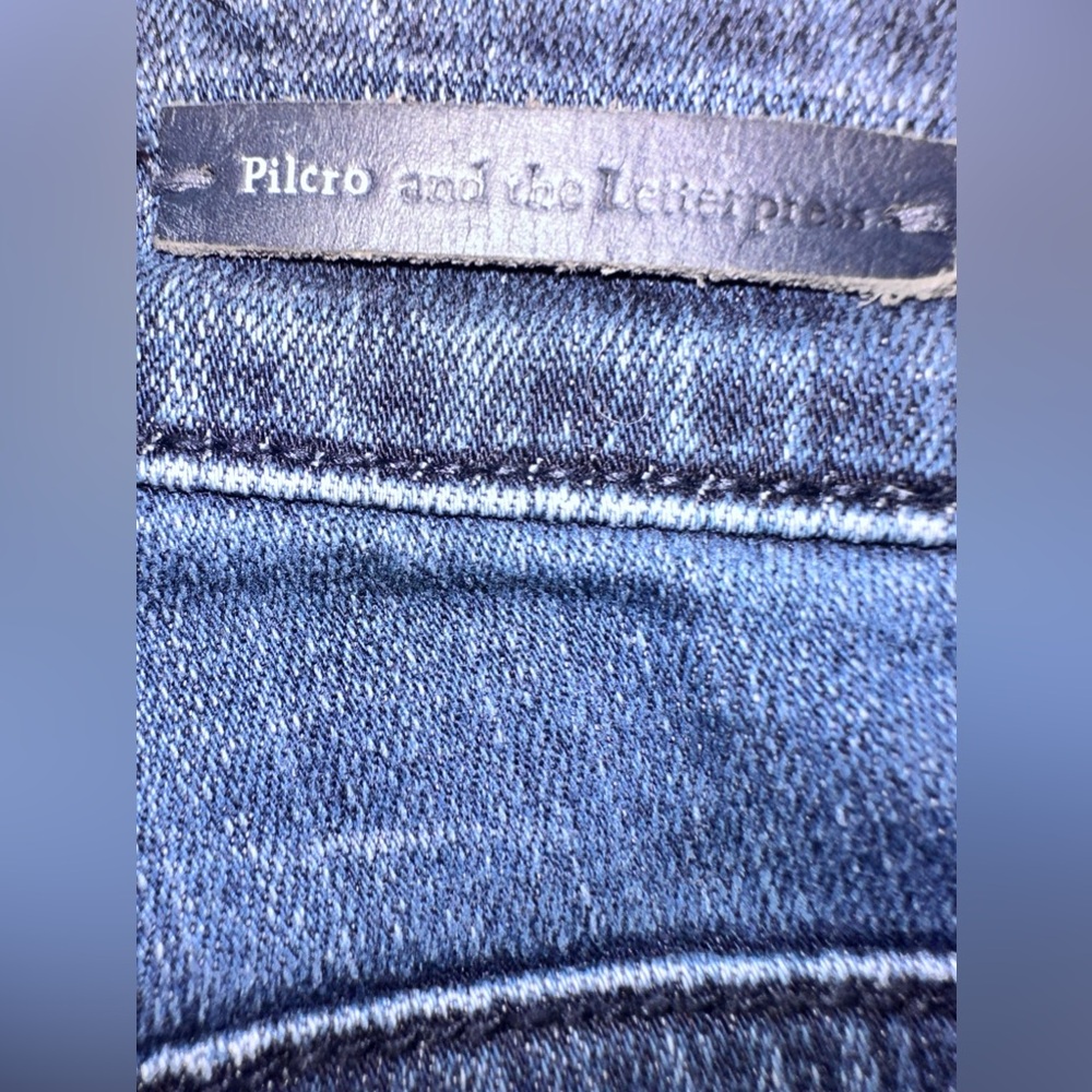 Pilcro and the Letterpress  ‘Script’ Mid Rise Dark Wash Skinny Jeans Sz 26, EUC - Picture 5 of 7